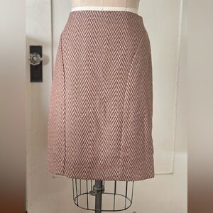 Anthropologie Maeve Brown / Pink Tweed Skirt - Size 6